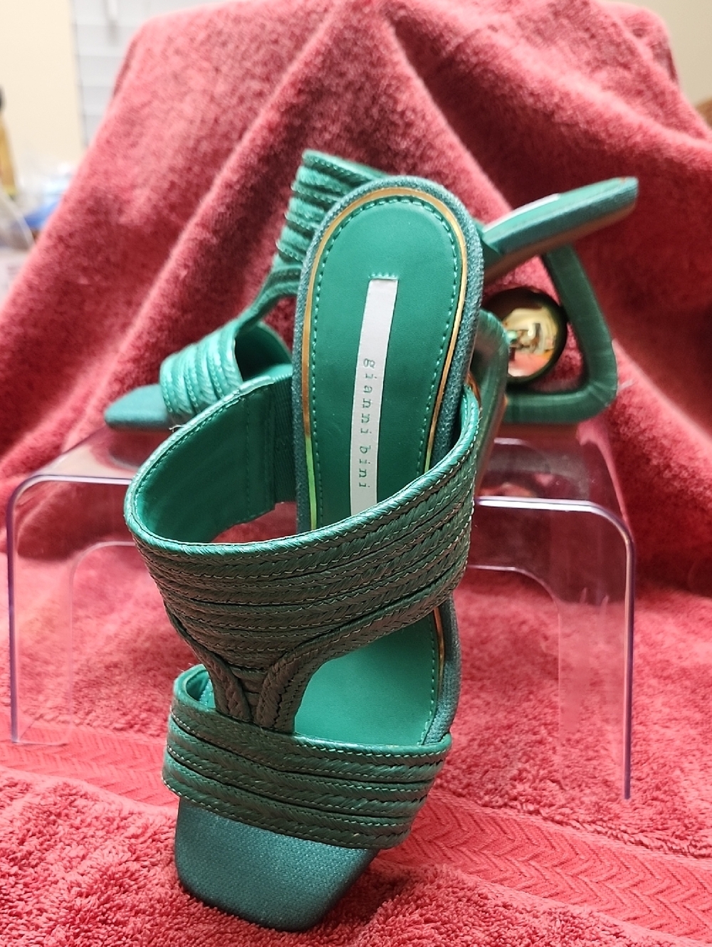 Gianni Bini Teal-Green Braided Strappy High Heel Sandal